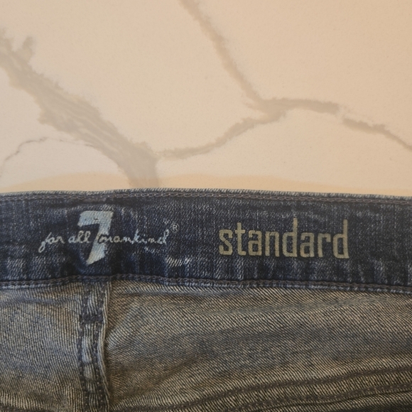 7 For All Mankind Standard Jeans Button Fly Straight Fit Blue Mens Size 33 - Picture 9 of 10